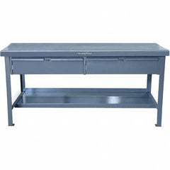 Strong Hold - Stationary Work Benches, Tables Type: Work Table with Drawer Top Material: 7 Gauge Steel - Exact Tooling