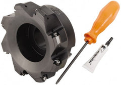 Kennametal - 5" Cut Diam, 1-1/2" Arbor Hole, 4.45mm Max Depth of Cut, 30° Indexable Chamfer & Angle Face Mill - 8 Inserts, HNGJ 0604... Insert, Right Hand Cut, 8 Flutes, Through Coolant, Series Dodeka Mini HD - Exact Tooling