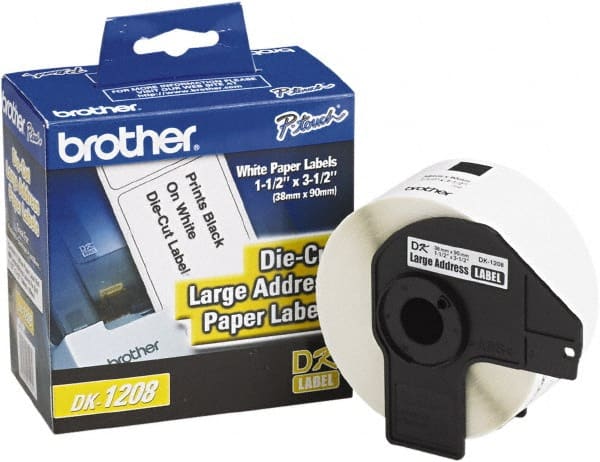 Brother - 1.4" Wide x 3-1/2" Long, White Paper Shipping Label - For PC Label Printers - Exact Tooling