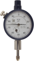 Mitutoyo - Dial Drop Indicators; Maximum Measurement (Decimal Inch): 0.2500 ; Dial Graduation (Decimal Inch): 0.001000 ; Dial Reading: 0-100 ; Accuracy (Decimal Inch): 0.001 ; Dial Color: White ; Minimum Measurement (Decimal Inch): 0.001 - Exact Tooling
