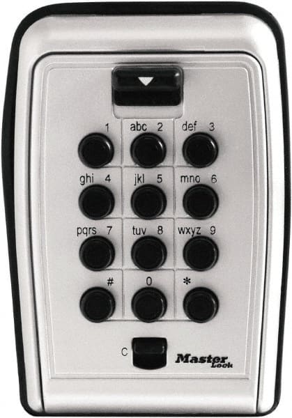 Master Lock - 3-1/8" Wide x 4.6" Overall Height, Push Button Combination, Wall Mount Key Safe - Zinc Finish - Exact Tooling
