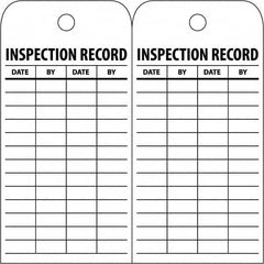 NMC - 3" High x 6" Long, INSPECTION RECORD, English Safety & Facility Inspection Tag - Tag Header: Notice, 2 Sides, White Poly - Exact Tooling