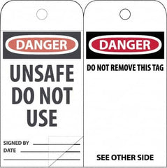 NMC - 3" High x 6" Long, DANGER \x96 DO NOT OPERATE, English Safety & Facility Accident Prevention Tag - Tag Header: Danger, 2 Sides, White Poly - Exact Tooling