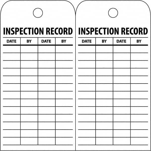 NMC - 3" High x 6" Long, INSPECTION RECORD, English Safety & Facility Inspection Tag - Tag Header: Notice, 2 Sides, White Poly - Exact Tooling