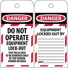 NMC - 3" High x 6" Long, DANGER - THIS TAG & LOCK TO BE REMOVED ONLY BY THE PERSON SHOWN, English Safety & Facility Lockout Tag - Tag Header: Danger, 2 Sides, Black & Red Poly - Exact Tooling
