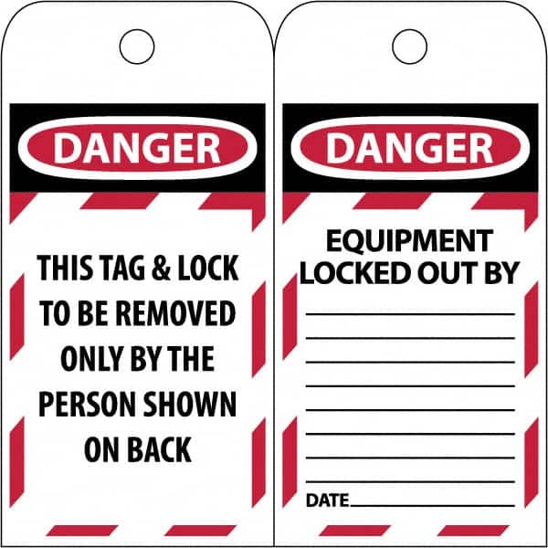 NMC - 3" High x 6" Long, DANGER \x96 DO NOT OPERATE, English Safety & Facility Lockout Tag - Tag Header: Danger, 2 Sides, Black & Red Poly - Exact Tooling