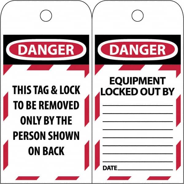 NMC - 3" High x 6" Long, DANGER \x96 DO NOT OPERATE, English Safety & Facility Lockout Tag - Tag Header: Danger, 2 Sides, Black & Red Poly - Exact Tooling