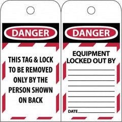 NMC - 3" High x 6" Long, DANGER \x96 DO NOT OPERATE, English Safety & Facility Lockout Tag - Tag Header: Danger, 2 Sides, Black & Red Poly - Exact Tooling