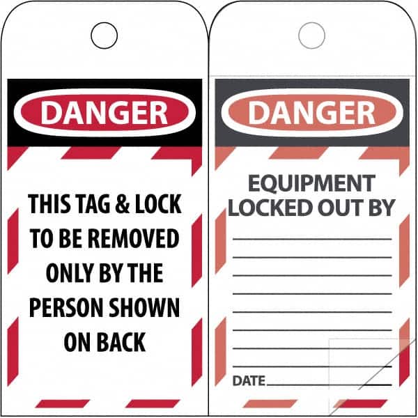 NMC - 3" High x 6" Long, DANGER \x96 DO NOT OPERATE, English Safety & Facility Lockout Tag - Tag Header: Danger, 2 Sides, Black & Red Poly - Exact Tooling