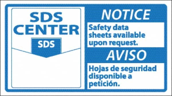NMC - "Notice - Material Safety Data Sheets Available upon Request", 10" Long x 18" Wide, Rigid Plastic Safety Sign - Square, Use for Workplace/Safety - Exact Tooling