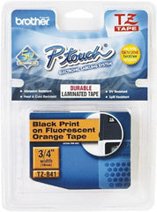 Brother - 3/4" Wide x 196.8" Long, Fluorescent Orange Plastic/Paper Tape Cassette - For Label Maker - Exact Tooling