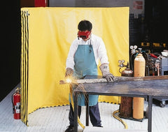Singer Safety - 9 Ft. Wide x 6 Ft. High, 12 mil Thick Coated Vinyl Roll Up Welding Screen Kit - Yellow with Carrying Handle and Tie Strap - Exact Tooling