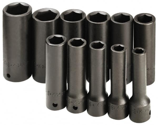 SK - 10 Piece 1/2" & 3/4" Drive Deep Well Impact Socket Set - Exact Tooling