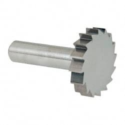 Made in USA - 1-1/2" Diam x 5/16" Face Width, Solid Carbide, 16 Teeth, Shank Connection Woodruff Keyseat Cutter - Uncoated, 2-5/16" OAL x 1/2" Shank, Straight Teeth, ANSI 1012, Old Standard 25 - Exact Tooling