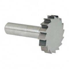 Made in USA - 1-1/2" Diam x 5/16" Face Width, Solid Carbide, 16 Teeth, Shank Connection Woodruff Keyseat Cutter - Uncoated, 2-5/16" OAL x 1/2" Shank, Straight Teeth, ANSI 1012, Old Standard 25 - Exact Tooling