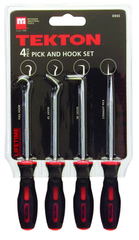 4 Piece - Hose Remover Set - Includes: 4 Hose Removers with long and short; standard and offset hooks - Long pullers are 13" long - Exact Tooling