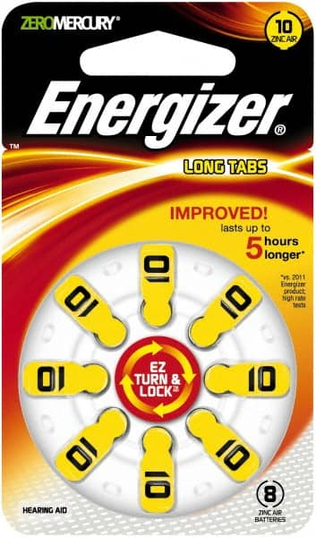 Energizer - Size 10, Zinc Air, 1 Pack, Hearing Aid Battery - 1.4 Volts, Button Tab Terminal, PR70 - Exact Tooling