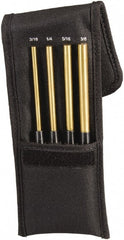 Starrett - 4 Piece, 3/16 to 3/8", Pin Punch Set - Round Shank, Brass, Comes in Pouch - Exact Tooling