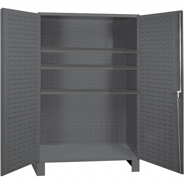 Durham - 3 Shelf Locking Storage Cabinet - Steel, 60" Wide x 24" Deep x 84" High, Gray - Exact Tooling