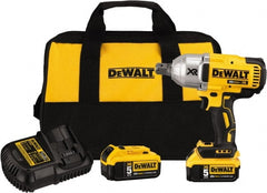 DeWALT - 3/4" Drive 20 Volt Mid-Handle Cordless Impact Wrench & Ratchet - 400/900/1,200 RPM, 0 to 2,400 BPM, 700 Ft/Lb Torque, 2 Lithium-Ion Batteries Included - Exact Tooling