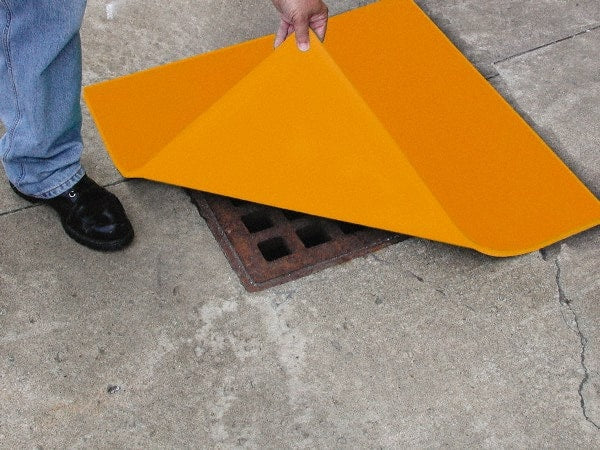 Eagle - 24" Long x 24" Wide, Polyurethane Barrier - 22" Drain, Yellow, Use for Cover, Seals off Drain - Exact Tooling