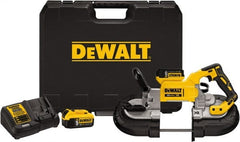 DeWALT - 20 Volt, 44-7/8" Blade, 490 SFPM Cordless Portable Bandsaw - 4-3/4" (Round) & 5" x 4-3/4" (Rectangle) Cutting Capacity, Lithium-Ion Battery Included - Exact Tooling