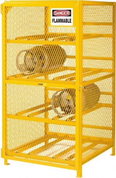 Little Giant - 8 Cylinder, Yellow Cylinder Storage Unit - 36" Wide x 70" High x 38" Deep - Exact Tooling