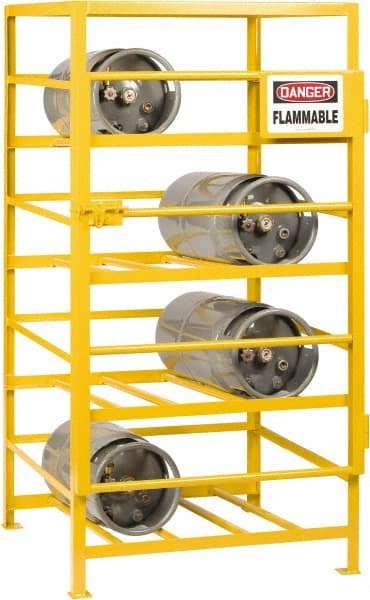 Little Giant - 8 Cylinder, Yellow Cylinder Storage Unit - 36" Wide x 70" High x 36" Deep - Exact Tooling