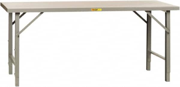 Little Giant - 72 Wide x 30" Deep x 42" High, Steel Heavy-Duty Folding Leg Table - Straight Edge, Adjustable Height Folding Legs, Gray - Exact Tooling