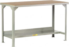 Little Giant - 84 Wide x 36" Deep x 36" High, Hardboard on Steel Workbench - Straight Edge, Fixed Legs, Gray - Exact Tooling