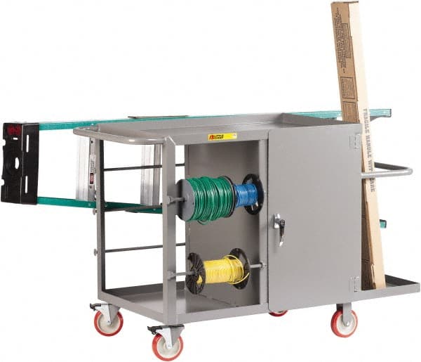 Little Giant - 1,200 Lb Capacity, 26" Wide x 54" Long x 35" High Wire Spool Cart - 1 Door, Steel - Exact Tooling