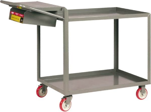 Little Giant - 1,200 Lb Capacity, 24" Wide x 64" Long x 40" High Shelf Cart - 2 Shelf, Steel - Exact Tooling