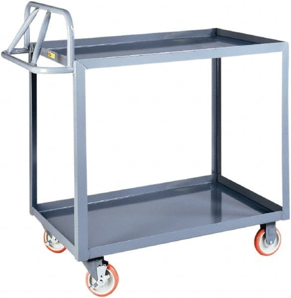 Little Giant - 1,200 Lb Capacity, 30" Wide x 53-1/2" Long x 42" High Shelf Cart - 2 Shelf, Steel - Exact Tooling