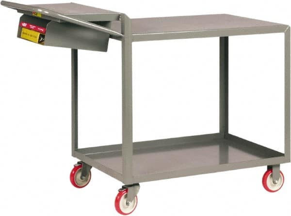 Little Giant - 1,200 Lb Capacity, 24" Wide x 64" Long x 40" High Shelf Cart - 2 Shelf, Steel - Exact Tooling