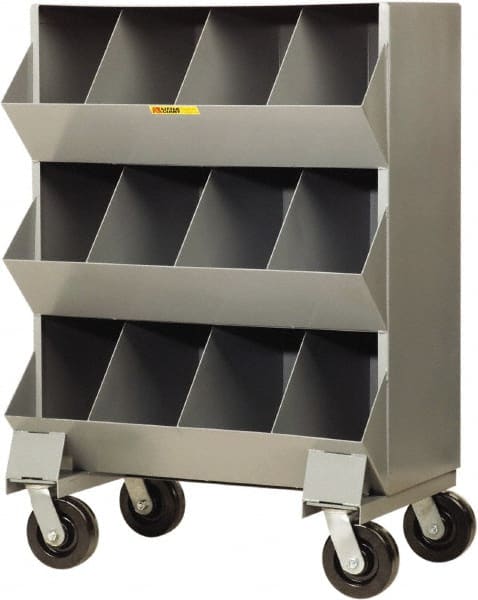 Little Giant - 2,400 Lb Capacity, 32" Wide x 20" Long x 45-1/2" High Storage Bin Cart - Steel, 4 Swivel Casters - Exact Tooling