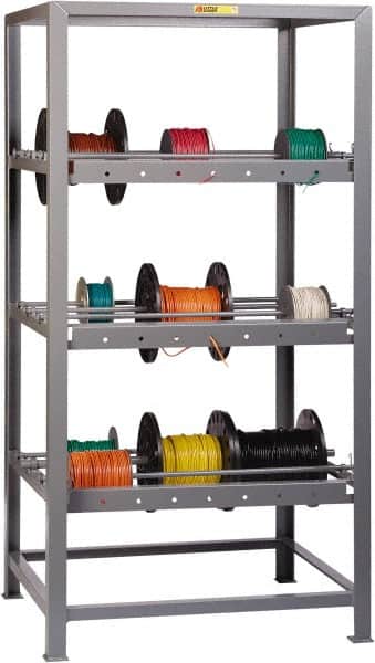 Little Giant - 150 Lb per Spindle Capacity, Gray Wire Spool Rack - 36" Wide x 72" High x 30" Deep, Steel - Exact Tooling