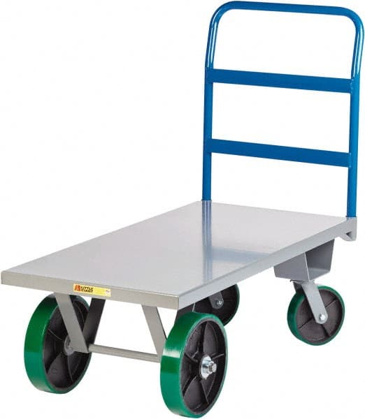 Little Giant - 4,000 Lb Capacity Steel Platform Truck - Steel Deck, 36" OAW, Polyurethane Casters - Exact Tooling