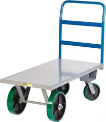 Little Giant - 4,000 Lb Capacity Steel Platform Truck - Steel Deck, 30" OAW, Polyurethane Casters - Exact Tooling