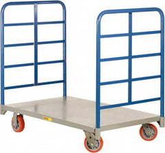 Little Giant - 3,600 Lb Capacity Steel Double End Rack Platform Truck - Steel Deck, 30" OAW, Polyurethane Casters - Exact Tooling