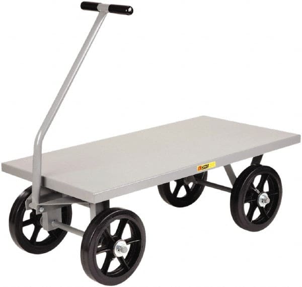 Little Giant - 3,500 Lb Capacity Steel Wagon Truck - Steel Deck, 36" OAW, 72" Platform Length x 16-1/2" Platform Height, Mold On Rubber Casters - Exact Tooling