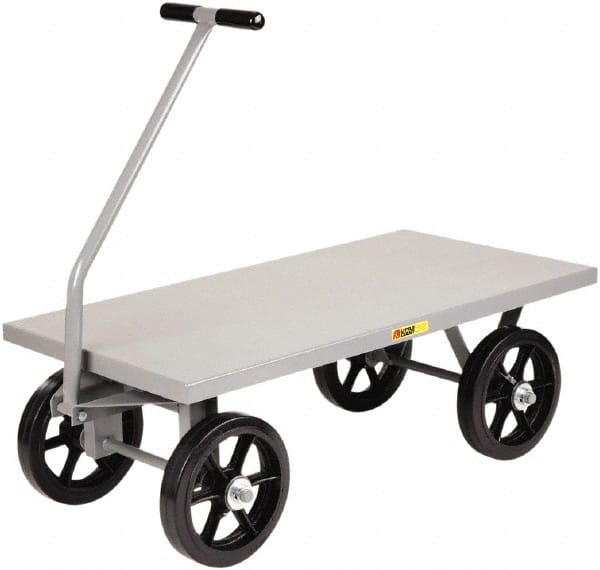 Little Giant - 3,500 Lb Capacity Steel Heavy-Duty Wagon - Steel Deck, 24" OAW, Mold On Rubber Casters - Exact Tooling