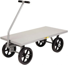 Little Giant - 3,500 Lb Capacity Steel Wagon Truck - Steel Deck, 36" OAW, 72" Platform Length x 16-1/2" Platform Height, Mold On Rubber Casters - Exact Tooling