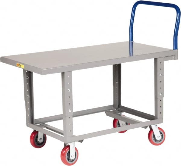 Little Giant - 2,000 Lb Capacity Steel Work Height Platform Truck - Steel Deck, 30" OAW, Polyurethane Casters - Exact Tooling