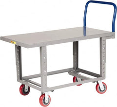 Little Giant - 2,000 Lb Capacity Steel Work Height Platform Truck - Steel Deck, 24" OAW, Polyurethane Casters - Exact Tooling
