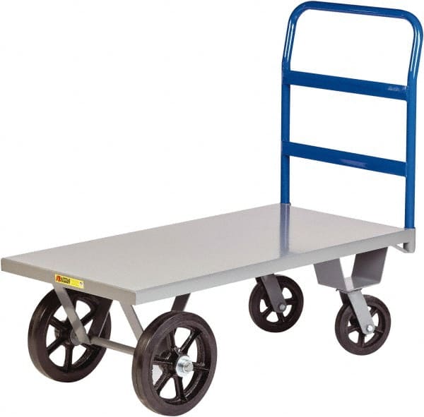 Little Giant - 3,000 Lb Capacity Steel Platform Truck - Steel Deck, 30" OAW, Rubber Casters - Exact Tooling