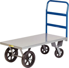 Little Giant - 3,000 Lb Capacity Steel Platform Truck - Steel Deck, 30" OAW, Rubber Casters - Exact Tooling