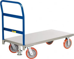 Little Giant - 3,600 Lb Capacity Steel Platform Truck - Steel Deck, 30" OAW, Polyurethane Casters - Exact Tooling