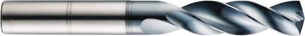 SGS - 13/16" 145° Solid Carbide Jobber Drill - AlTiN Finish, Right Hand Cut, Spiral Flute, Straight Shank, 6-1/2" OAL - Exact Tooling