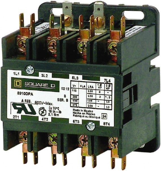 Square D - 4 Pole, 25 Amp Inductive Load, Definite Purpose Contactor - 35 Amp Resistive Rating - Exact Tooling