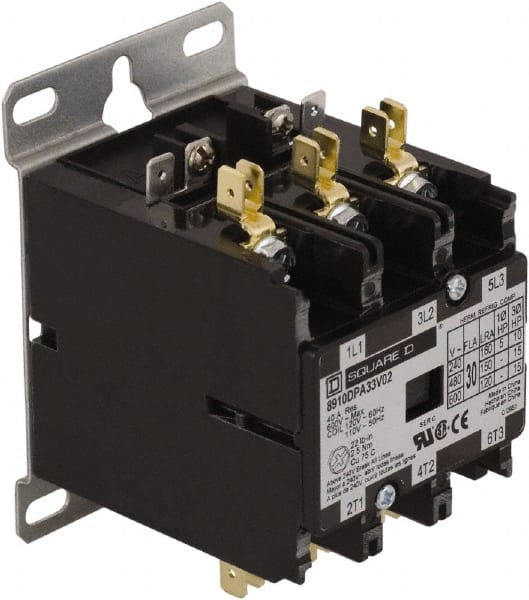 Square D - 3 Pole, 30 Amp Inductive Load, Definite Purpose Contactor - 40 Amp Resistive Rating - Exact Tooling